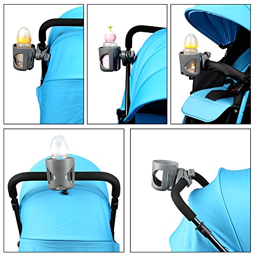 Accmor Stroller Cup Holder, Universal Cup Holder for Walker Wheelchair Bike Scooter, 360° Rotatable Stroller Cup Holder Attachment Walker Wheelchair Accessory - color: All Grey