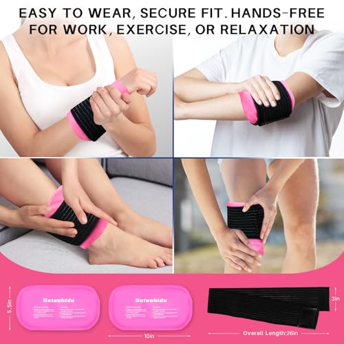 Ice Packs for Injuries Reusable Gel 2 Hot Cold Compress Therapy Pack - color: Hot Pink, size: Medium 10 X 5.5 Inch