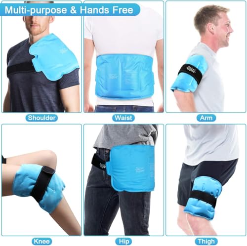 Relief Expert Reusable Gel Ice Pack Wrap (16"x9") - Reusable Cold Pack for Lower Back, Shoulder, Knee & Hip - Flexible, Hands-Free Cold Therapy with Adjustable Strap