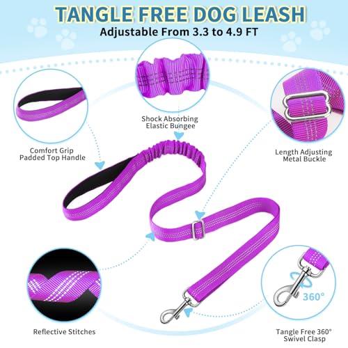 Lukovee Small Dog Harness and Leash Set, No Pull Soft Padded, 4ft Leash, M - color: A-Purple, size: M ( Chest 19.7'' ~ 29.1'')