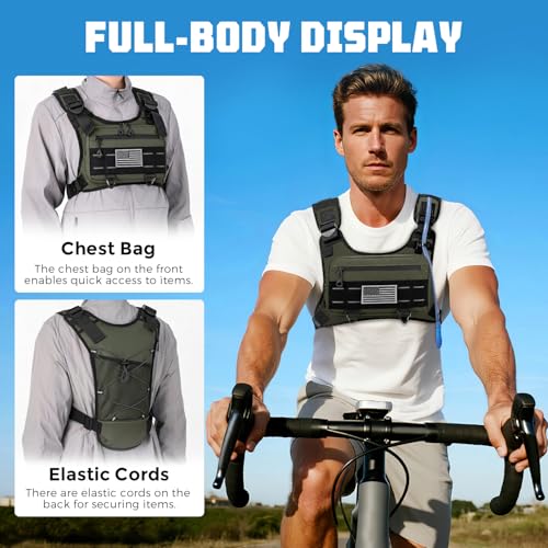 Running Hydration Vest with 2L Water Bladder， Lightweight Adjustable Hydration EDC Chest Pack for Men and Women, Water Backpack for Hiking, Cycling - color: Green