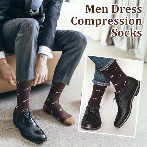 Shyyween 12 Pairs Men Knee High Compression Socks - size: Large, style: Khaki