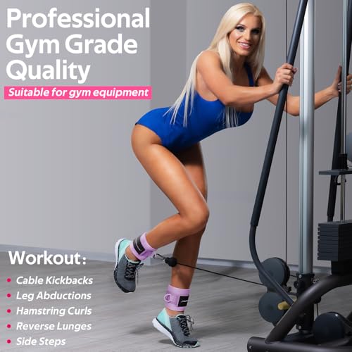 Ankle Resistance Bands w/Cuffs, Ankle Weights Women Booty Workout Equipment - color: Purple