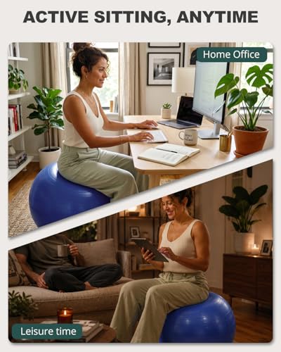 Trideer Yoga Ball for Exercise, Pregnancy, Exercise Ball, Pump Included - color: Indigo, size: XL(27-30ines/68-75cm)