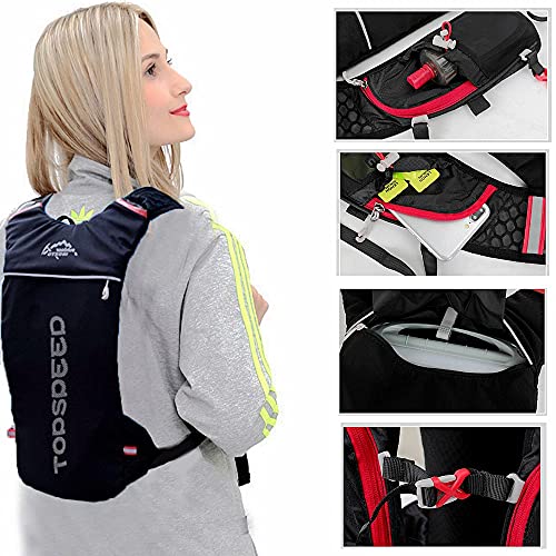 INOXTO Running Hydration Vest Backpack,Lightweight Insulated Pack with 1.5L Water Bladder Bag Daypack for Trail Hiking Running Cycling Race Marathon for Women Men - color: Black red