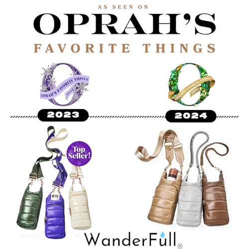 WanderFull Original HydroBag Crossbody Water Bottle Holder with Phone Pocket, Fits Water Bottles up to 32 oz - color: Blush Matte - Striped Strap