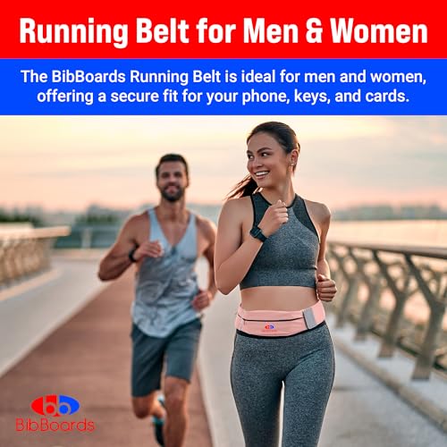BibBoards Running Belt for Phone, Pink, 38-48 in - color: Pink, style: 44 Inch