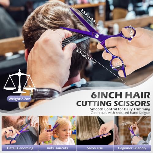 21Pcs 440C Hair Cutting Scissors Kit, Hair Scissors & Thinning Scissors Set - color: Purple