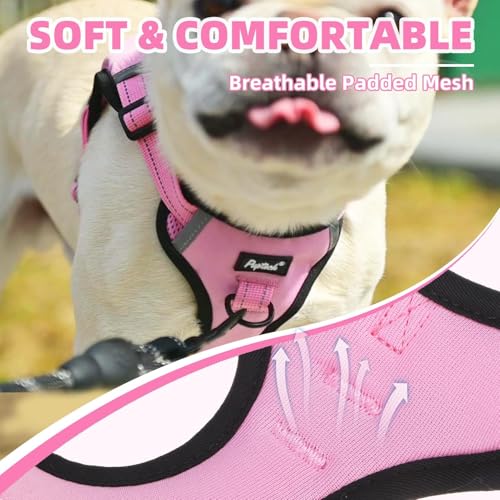 PUPTECK Dog Harness Small Sized Dog, Step in Adjustable Reflective Dog Vest Harness Escape Proof, No Pull Soft Padded Harness Easy Control, Pink, M - color: Pink, size: M (CHEST: 14.5"-20")
