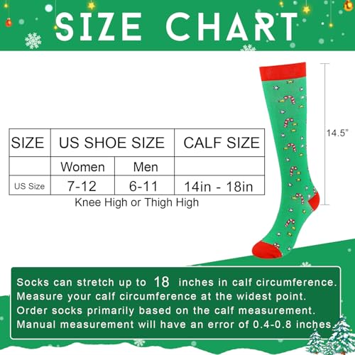 Junely Compression Socks for Women Knee High Socks Funny - color: A2-christmas02