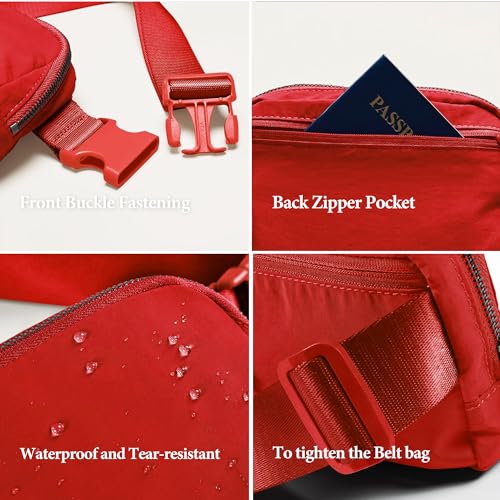 YOSHUYUKI Fanny Pack Cross Body Bag Small Crossbody Bags for Women Men Trendy Nylon Waterproof Mini Purse Travel Running Belt Lulu Dupes Bum Hip Chest Waist Pack Side Bag Must Have Red - color: Passion Red