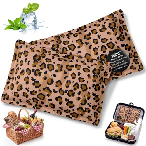 VIHOSE 2 Pcs Ice Packs for Lunch Box Bag - color: Brown, style: Leopard Print