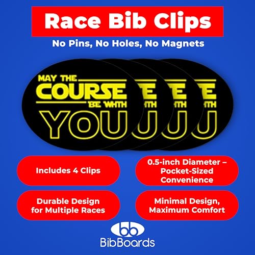 BibBoards bibSNAPS Race Bib Clips, May the Course Be with You, 4 Pack - color: May The Course Be W/ You