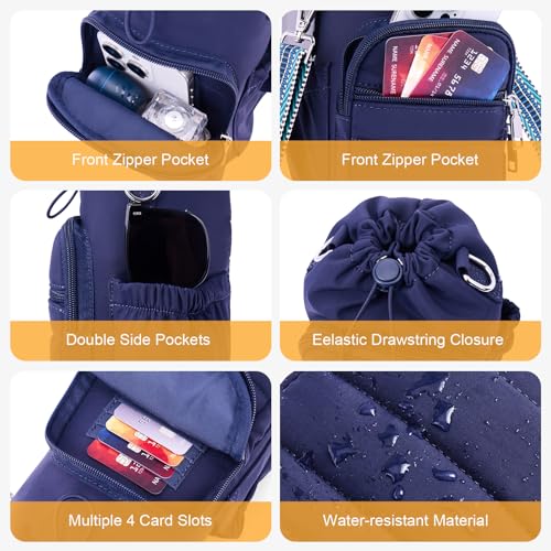Water Bottle Bag 40 oz Crossbody Holder for Walking Hiking Insulated Carrier Purse with Adjustable Strap - color: Blue