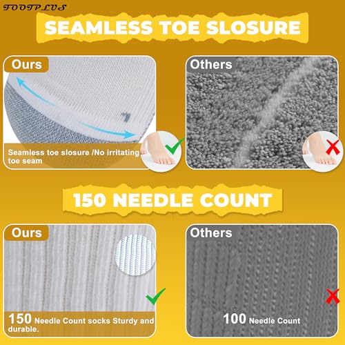 FOOTPLUS Hiking Copper Compression Socks,Unisex Cushioned Sole Arch Support Athletic Crew Running Socks - color: 3 Pairs- White Crew, size: Medium