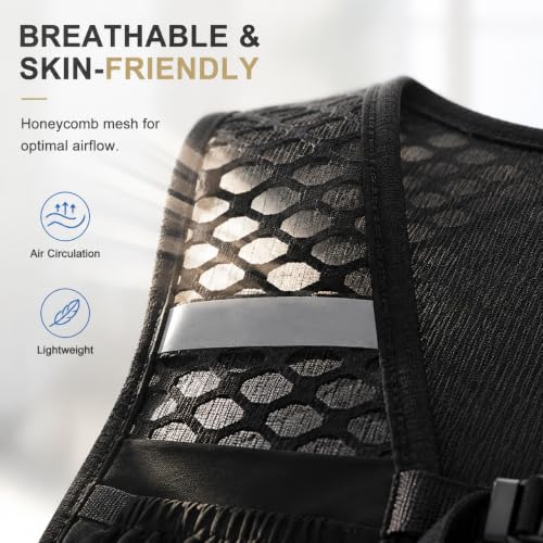 Simptech Running Vest Belt Bag - Lightweight Reflective Chest Pack Backpack, Adjustable Straps, Quick-Access Phone Holder, Running Gear for Men Women Hiking Cycling