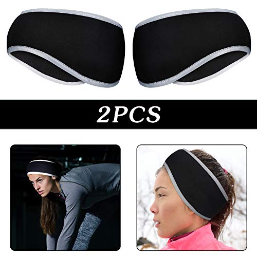 Geyoga 2Pcs Winter Running Ear Warmer Headband for Women Men - color: Black