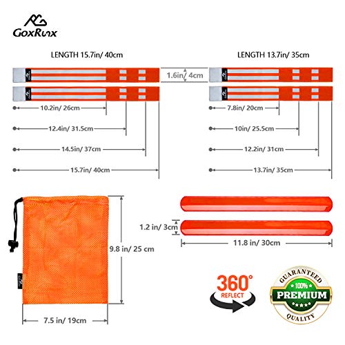 GoxRunx Reflective Bands Running Gear 6 Pack-Adjustable Reflective Armband Arm Wrist Ankle Leg Bands Reflectors -Reflective Tape Straps for Clothing Night Running Cycling Walking -Slap Bracelets - color: Orange