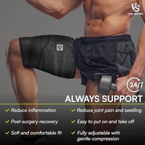 Vital Salveo Elastic Breathable Thigh Wrap,Adjustable Compression for Alleviating Stiffness and Fatigue Targeted Muscle Support for Sports, Gym & Daily Recovery (1 PC)/5.5"* 70" - size: Leg 5.5"*70"(1PC)