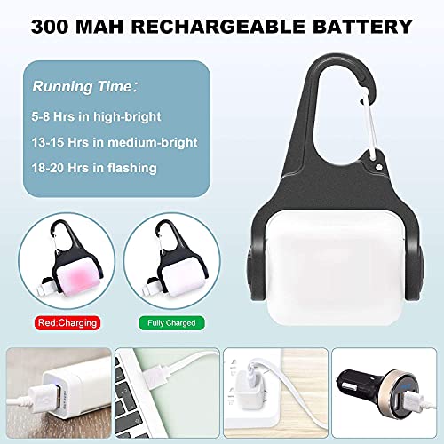 Dog Lights for Night Walking, Clip on Dog Collar Light - 3 Modes, USB-C Rechargeable, IP65 Waterproof, LED Safety Light for Running, Camping, Climbing, Bike - color: White-3pcs-3Modes