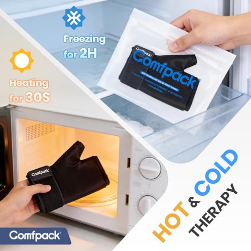Comfpack Hand Ice Pack Glove, Soft Gel Thumb Wrist Ice Pack for Arthritis - style: Black