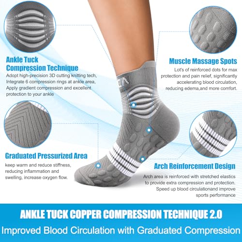 NEENCA Professional Compression Socks for Women Men Circulation, 20-30 mmHg - color: Gray White, size: Small