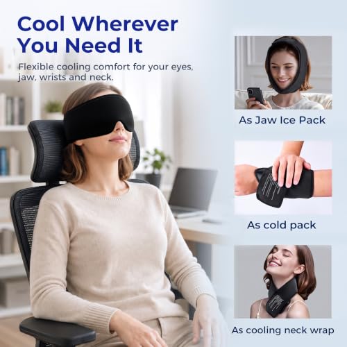 Cooling Gel Eye Mask for Puffy Eyes & Eye Bags, Cold Compress - color: Black