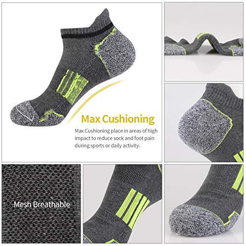 JOYNÉE Mens Ankle Athletic Low Cut Socks Running Sports Cushioned Sock for Men 6 Pack - color: Grey1