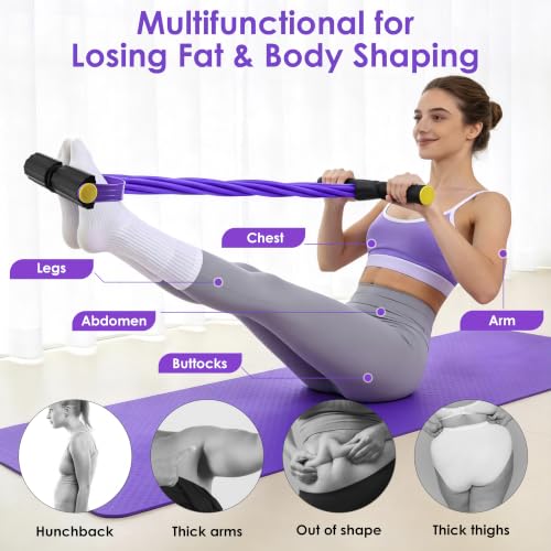 Pedal Resistance Band with Handle, Foot Pedal Resistance Band for Women, Multifunction Exercise Bands for Home Gym Full Body & Working Out - color: gray-pink