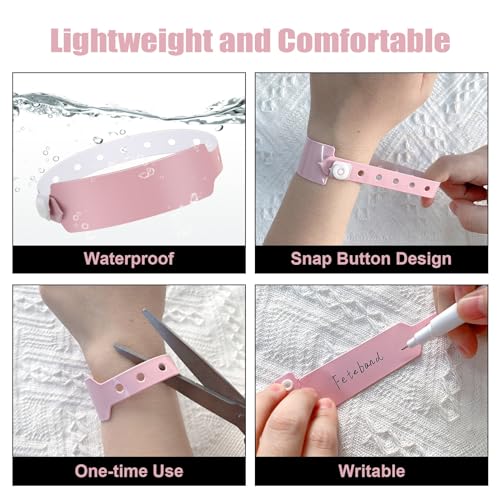 100pcs Vinyl Wristbands, Disposable Waterproof Wristbands(Color : Pink) - color: Pink