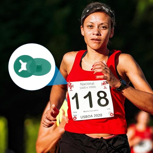 PATIKIL Running Bib Race Clips, 40 Pcs Race Fastener Race Number Buckle Fixing System Marathon Number Buckles Fasteners Holders for Runners Field, Green - color: Green