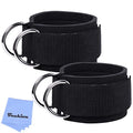1 Pair Adjustable Fitness Ankle Strap with Double D-Ring - color: Black