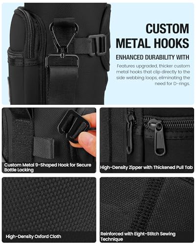 Sports rabbit Universal Water Bottle Holder with Strap & Phone Pocket - color: Black, size: 40OZ