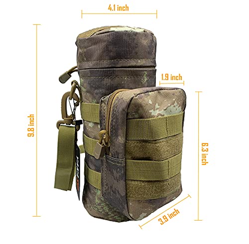 Tactical Molle Water Bottle Holder Pouch Hydration Carrier Bag Tactical EDC Water Bottle Carrier with Detachable Shoulder Strap for Hiking Camping Outdoor Sport Travel - color: Ruin Ash