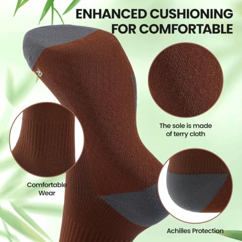 Bamboo Viscose Compression Socks 15-20 mmHg Knee High 3 Pairs Unisex - color: A03-3pair-striped Brown Color Collision, size: Small-Medium