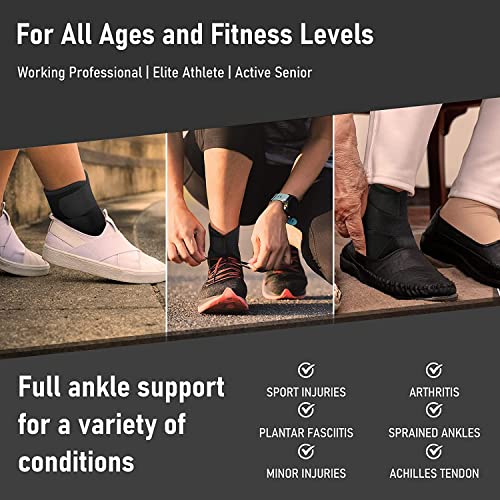 Ankle Brace for Achilles Tendonitis and Plantar Fasciitis, Adjustable Compression Support Sleeve with Figure-8 Strap, Sprained Ankle Wrap for Running and Sports, Men and Women, One Size Fits Both Feet - size: Medium