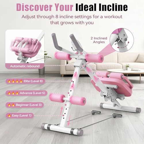 EPHESPORT 2-in-1 Crunch & Sit-Up Ab Machine with Knee & Back Protection
