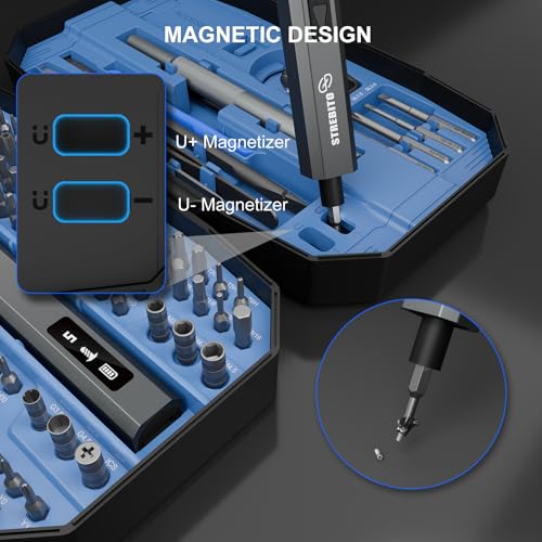 STREBITO Mini Electric Screwdriver Set 155 in 1, Small Electric Screwdriver - color: Upgraded-blue