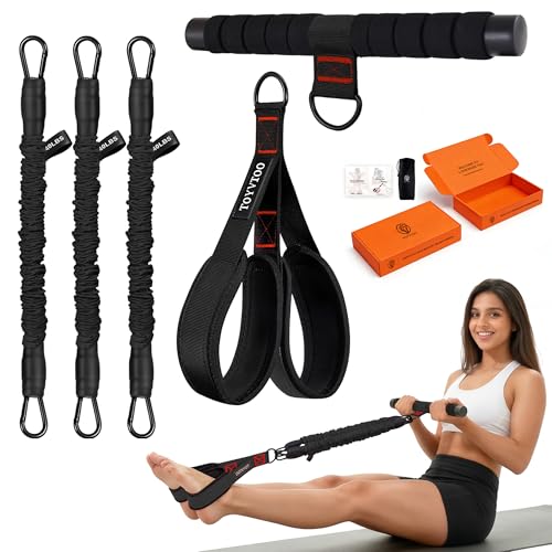 3-Tube Pedal Resistance Band w/Handles, 30/40LBS Sit Workout Gear - color: black, size: 40lbs