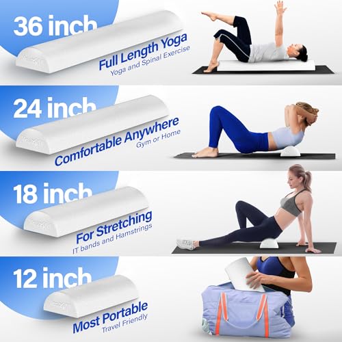 Yes4All Medium Firm Half Foam Rollers for Post-Workout Relaxation, 12/18/24/36 inch PE Foam Roll for Back Massage & Yoga Exercise - color: White, style: 12-inch