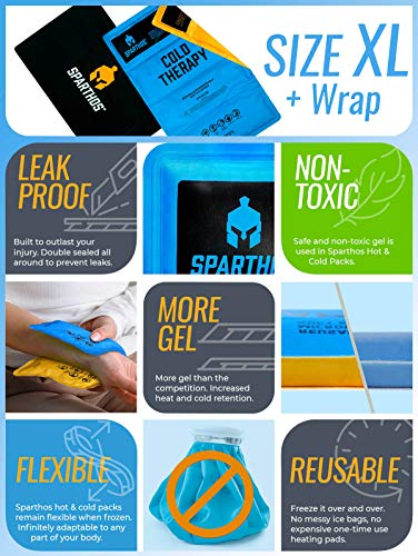 Sparthos Reusable Hot Cold Gel Ice Pack, Pain Relief - XL + Cover - size: X-Large, style: Pack of 1 + Cover
