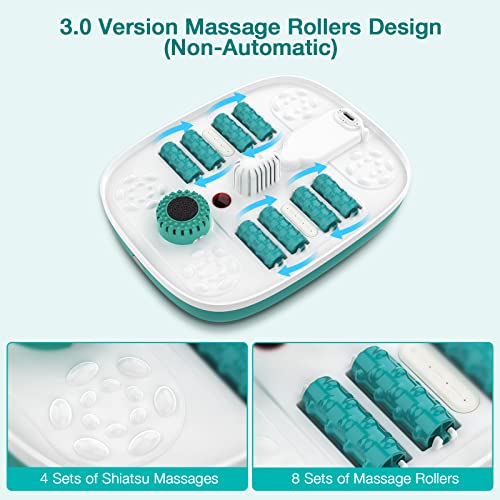 HOSPAN Collapsible Foot Spa, Foot Bath Massager with Heat, Bubble & Massage - color: Sky Blue