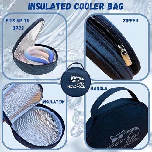 2 Pack Neck Cooling Tube with Insulated Bag - Reusable Ice Ring Neck Cooler Indoor Outdoor - Wearable Cooling Wrap - Relief for Summer and Hot Flashes - Ice Ring Freezes Under 64℉(Purple+Blue) - color: 2 Pack Blue and Purple
