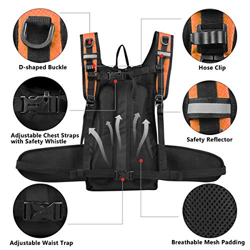 Hydration Backpack with 3L Water Bladder, Small Hydration Pack Backpack for Men Women, Lightweight Water Backpack with Cooler Layer for Running, Biking, Hiking - color: Orange
