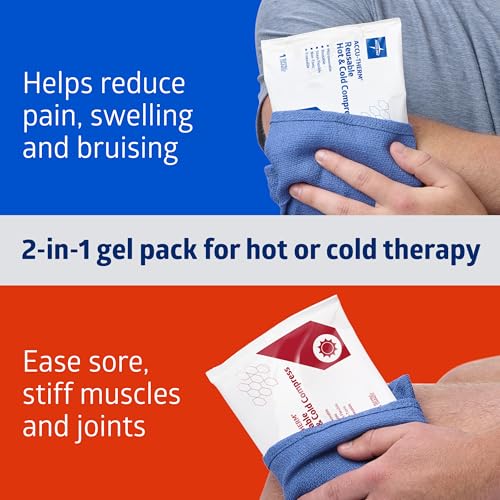 Medline Accu-Therm Reusable Hot/Cold Gel Packs, 5” x 10”, Soft & Flexible, for Injuries, Fast Relief, Recovery & Muscle Soreness - Pack of 16