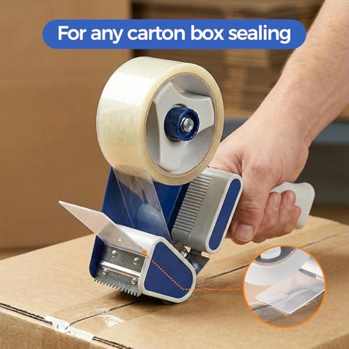 Packing Tape Dispenser Gun - 3 Inch Wide, Handheld Tape Gun with 1 Bonus Clear Packaging Tape, Shipping Tape for Sealing, Storing, and Moving Boxes, 1 Pack