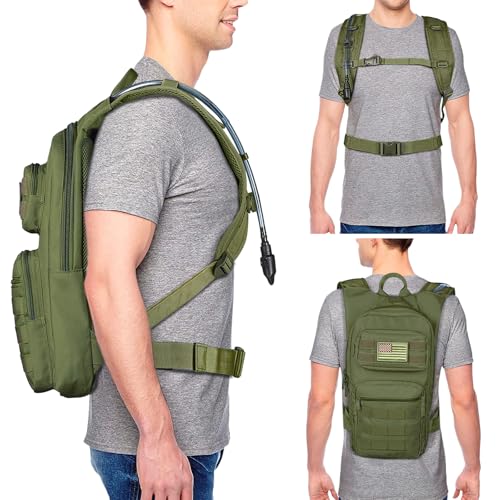 NOOLA Hydration Backpack with 3L Water Bladder, Tactical Pack for Hiking - color: Green