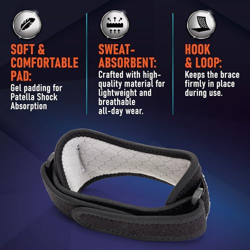 2 Pack Patellar Tendon Support Strap, Knee Brace, Knee Support, Pain Relief - color: Black