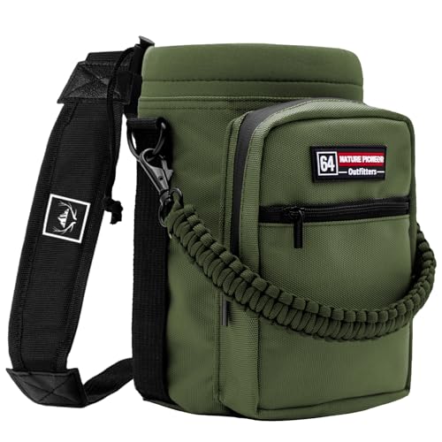 NATURE PIONEOR 26-128 oz Insulated Water Bottle Carrier Holder with Strap - color: Green, size: 64oz