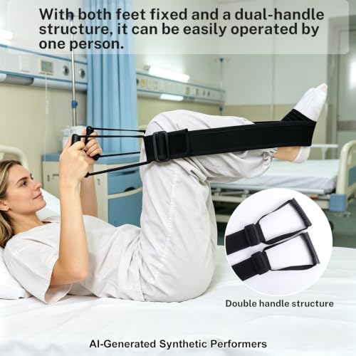 Leg Lifter Strap with Dual Handles, Adjustable Thick Elastic Leg Lifter for Knee Recovery, Post Knee Surgery Must Haves, Knee Exercise Equipment, Hip Kit Aids for Knee Replacement Recovery, Portable Leg Stretching Strap for Home Fitness & Mobility Trainin